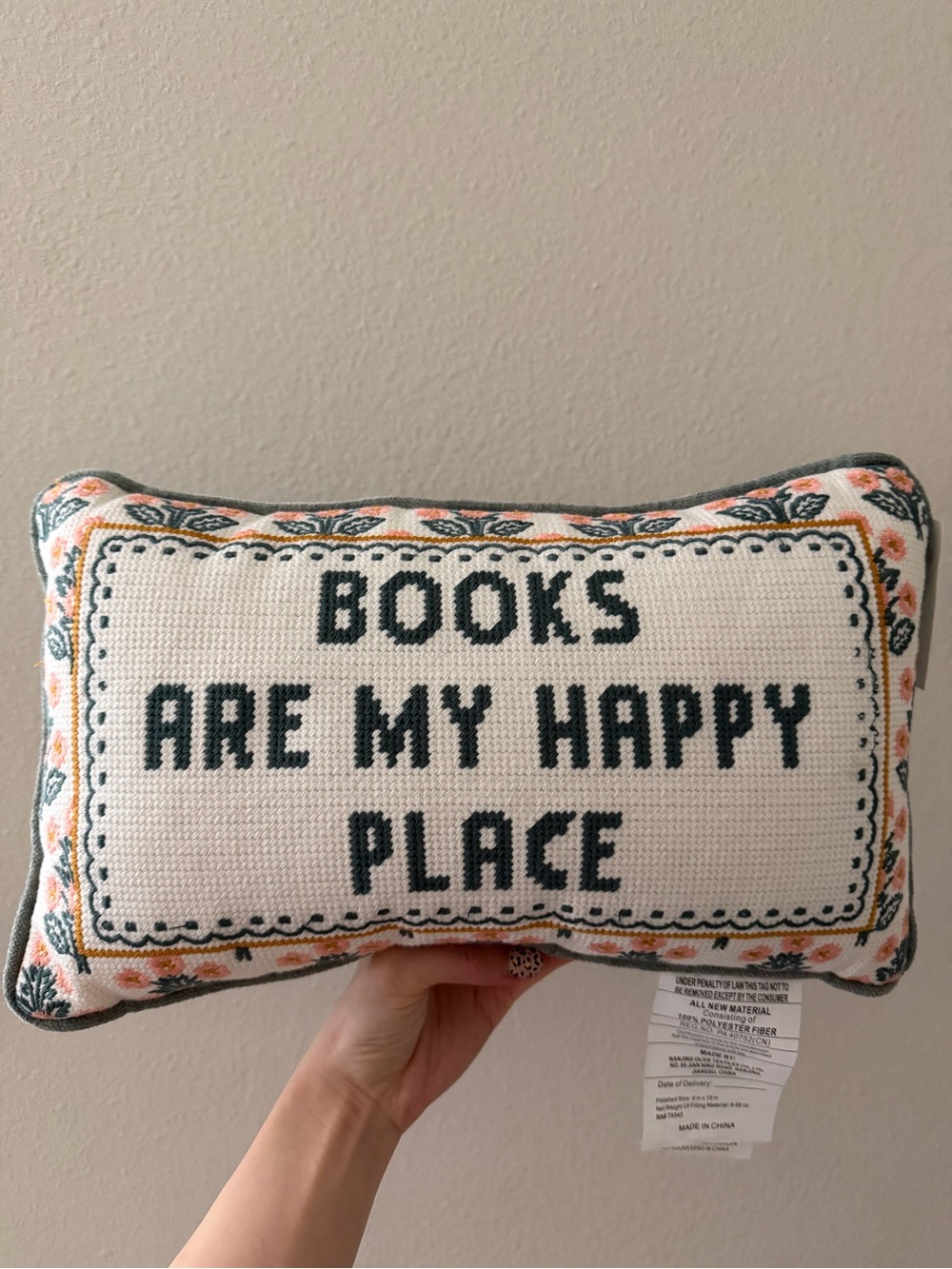 Rachel Zoe books are my happy place needlepoint Pillow Viral Tik Tok